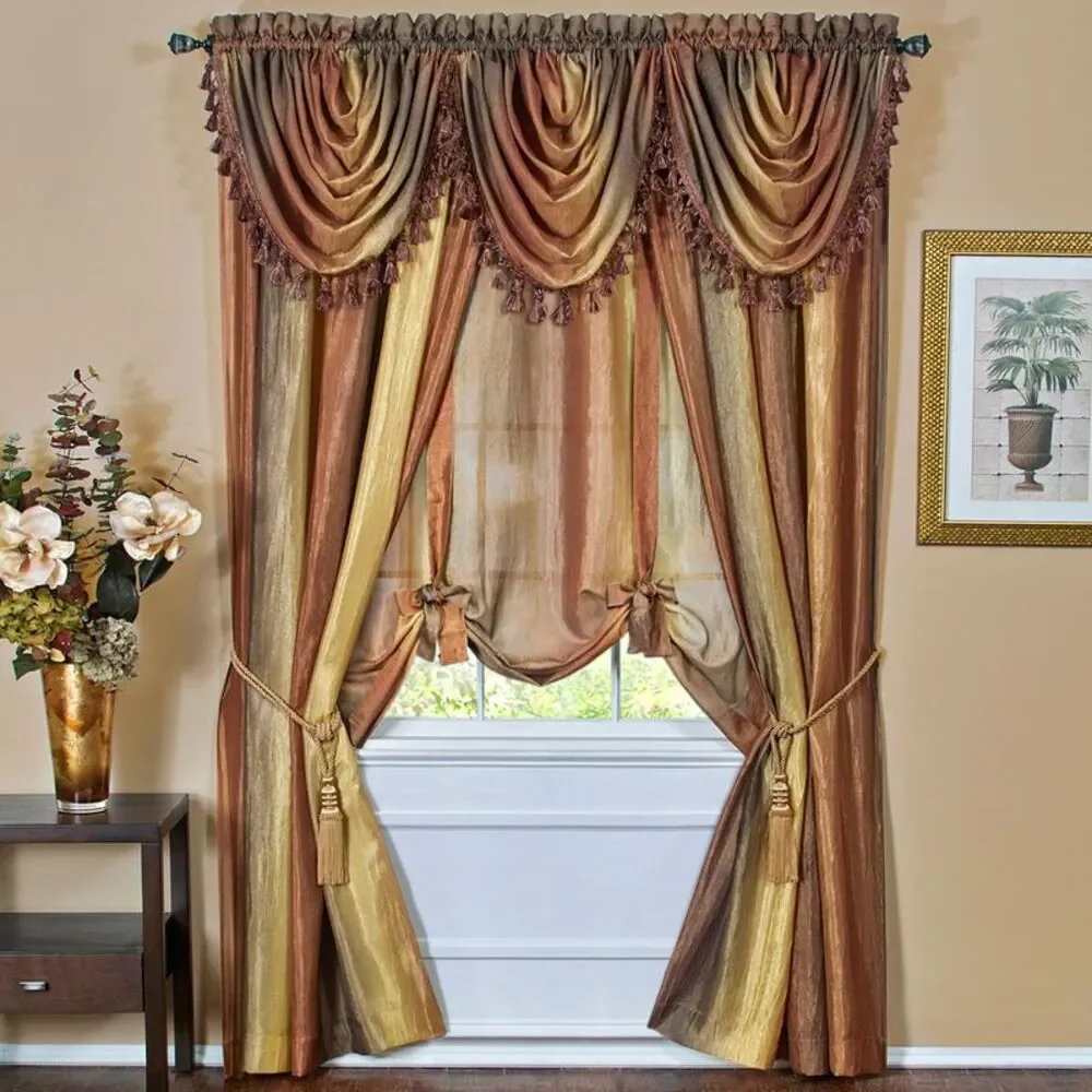 Achim Home Furnishing: Ombre Autumn Striped Modern Window Curtain Panel : 50